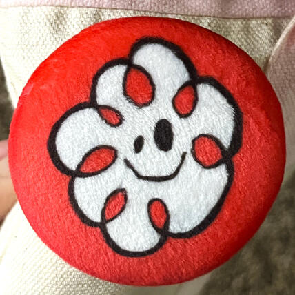 A plush pin with Lammy's shirt design from Um Jammer Lammy.